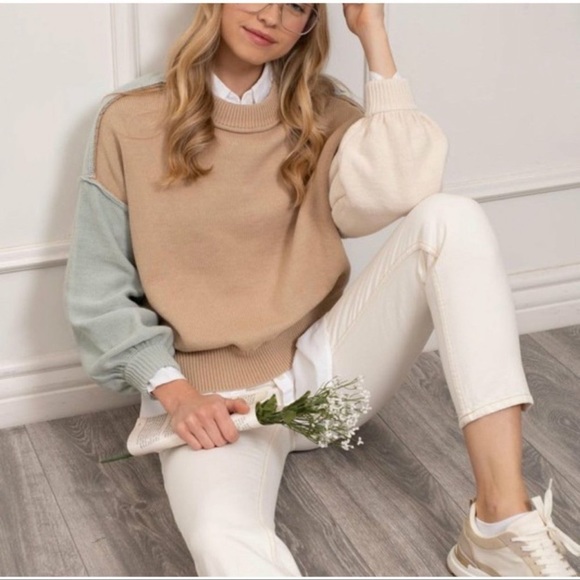 Blu Pepper Sweaters - Blu Pepper color block sweater